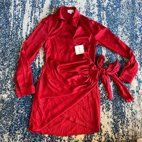 superdown Sophie Draped Mini Dress in Red Medium - Picture 4 of 8